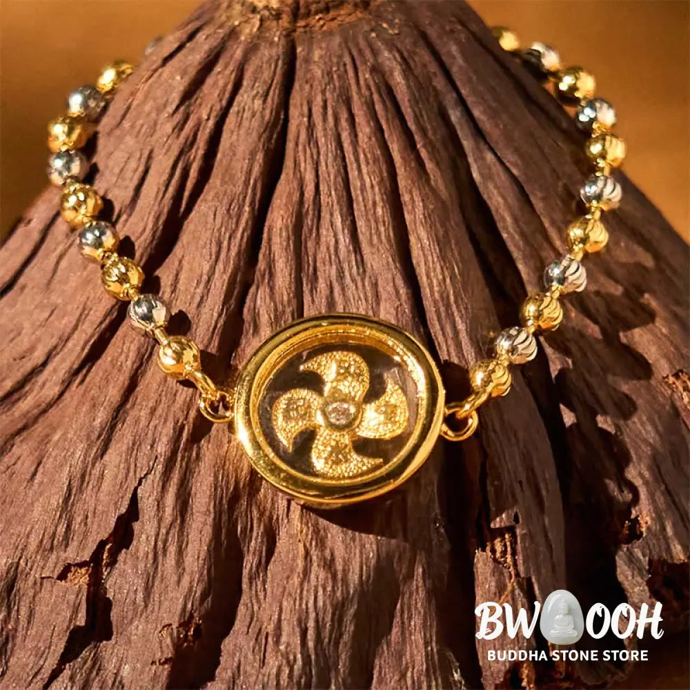 Buddha Stones Feng Sheng Shui Qi Copper Brass Rotatable Windmill Bead Protection Braided Bracelet - BWOOOH - Copper