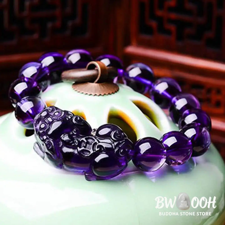 Buddha Stones Feng Shui Amethyst Fortune Wealth Bracelet - BWOOOH - Bracelet