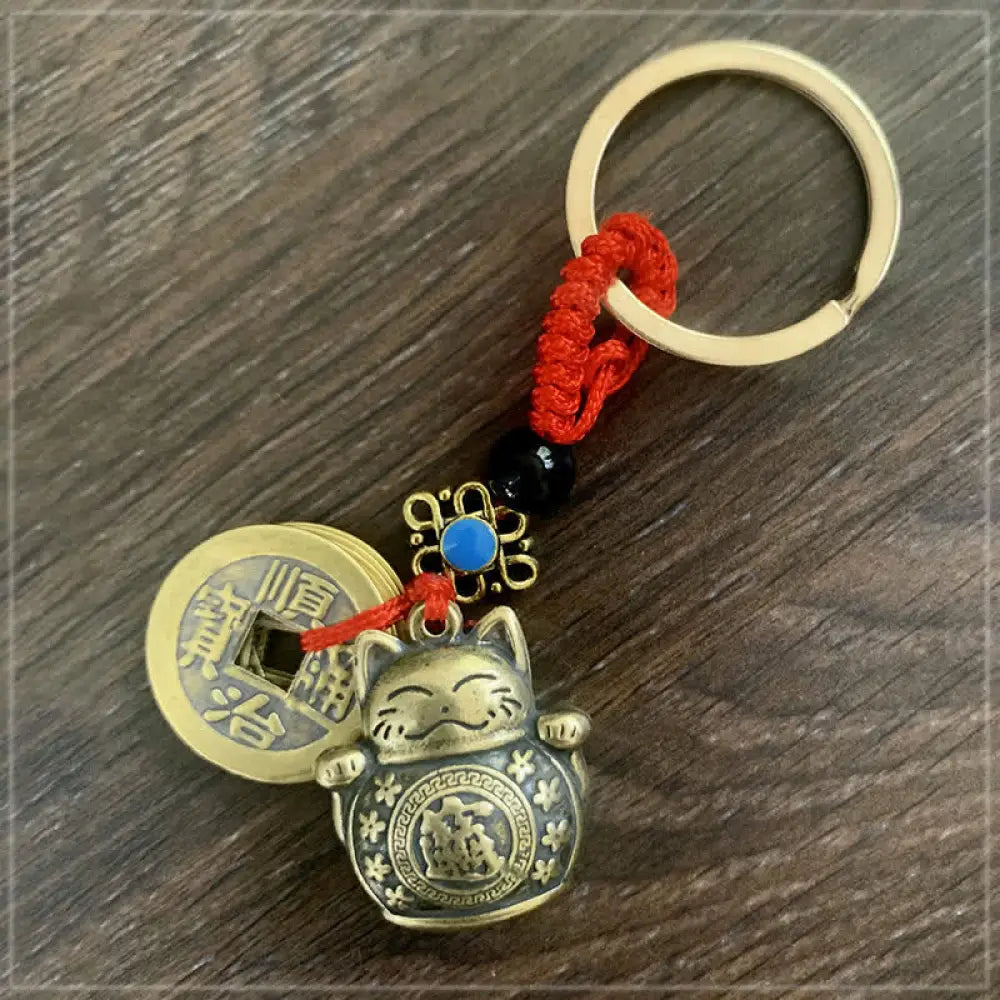 BWOOOH Feng Shui Five Emperor Coins Lucky Cat Money Wealt