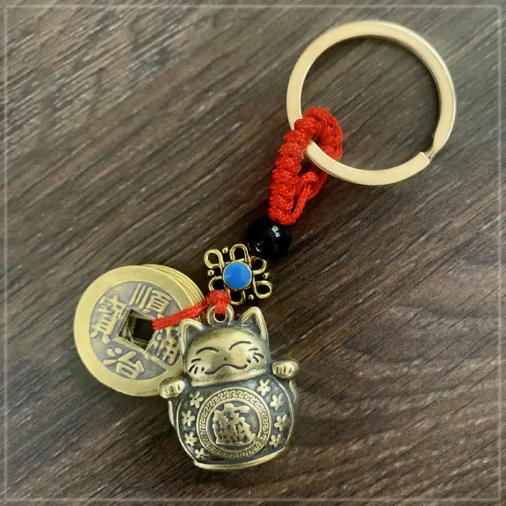 BWOOOH Feng Shui Five Emperor Coins Lucky Cat Money Wealt