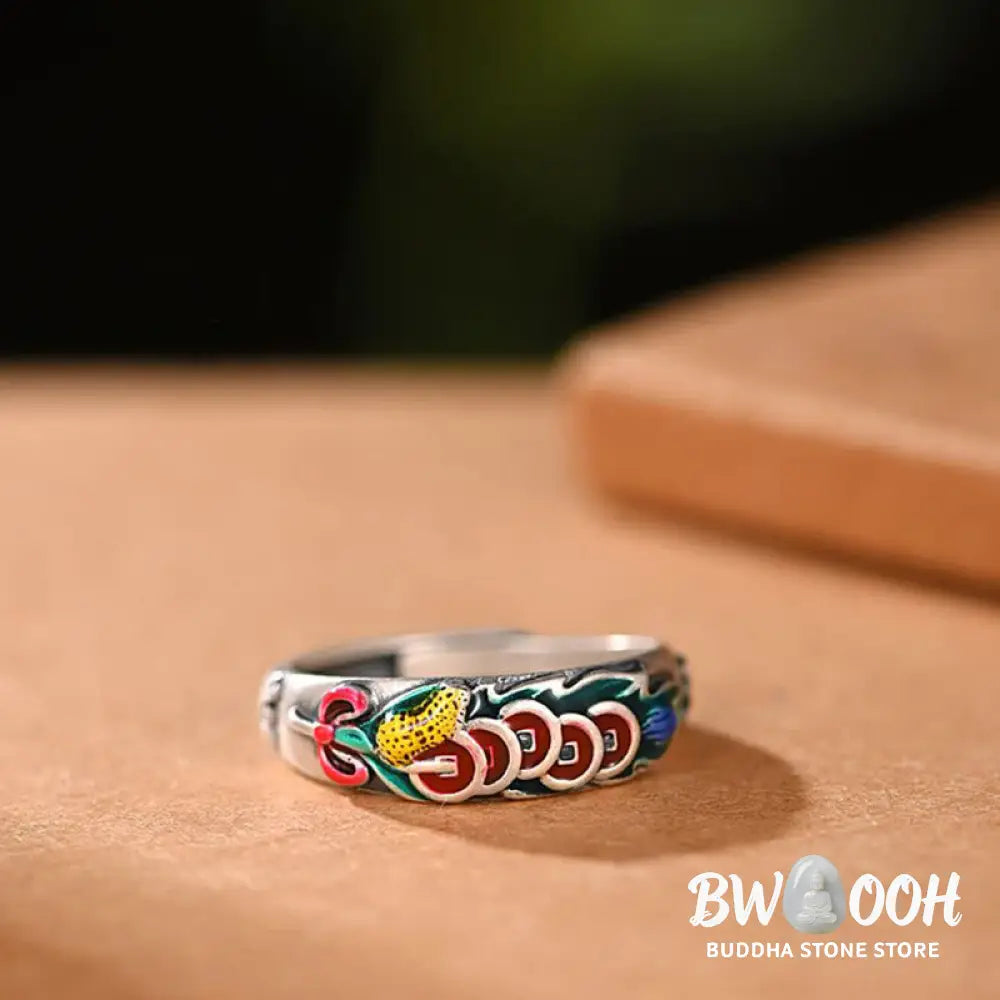 Buddha Stones Feng Shui Five Emperor Coins Wealth Ring - BWOOOH - Five Emperor Coins(Protection♥Wealth) - Ring