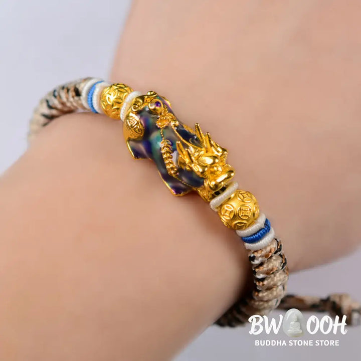Buddha Stones Feng Shui PiXiu Color Change Copper Coin Beads Wealth String Bracelet - BWOOOH - Bracelet