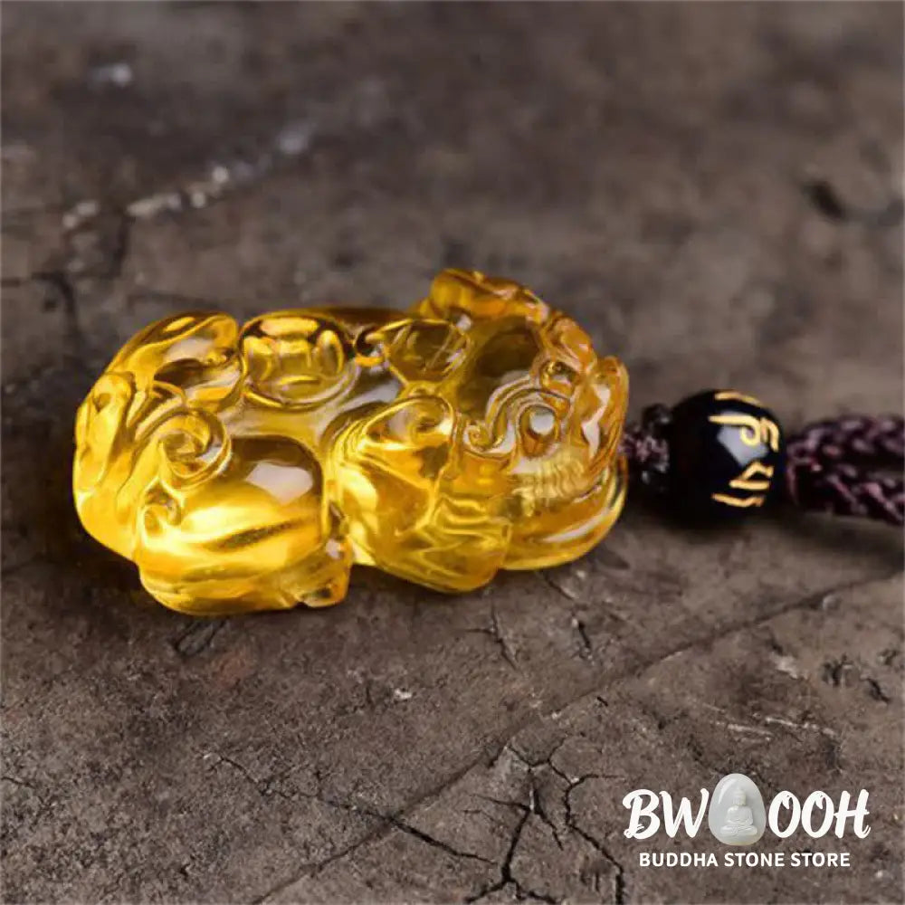 Buddha Stones FengShui Citrine PiXiu Wealth Necklace Pendant - BWOOOH - Citrine(Happiness♥Prosperity) - Necklaces &amp;