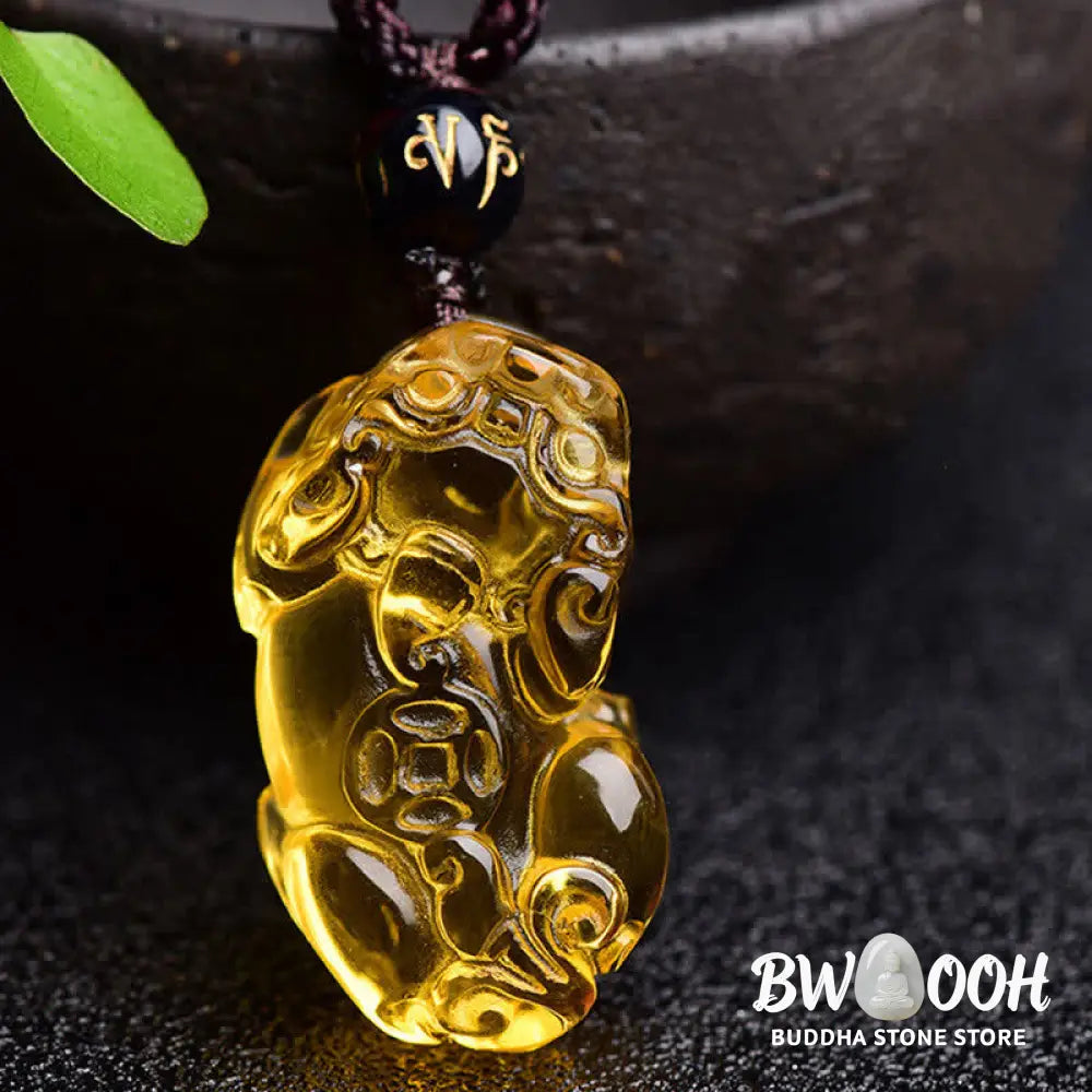 Buddha Stones FengShui Citrine PiXiu Wealth Necklace Pendant - BWOOOH - Citrine(Happiness♥Prosperity) - Necklaces &amp;