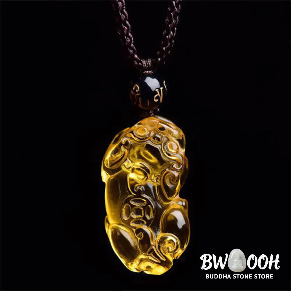 Buddha Stones FengShui Citrine PiXiu Wealth Necklace Pendant - BWOOOH - Citrine(Happiness♥Prosperity) - Necklaces &amp;