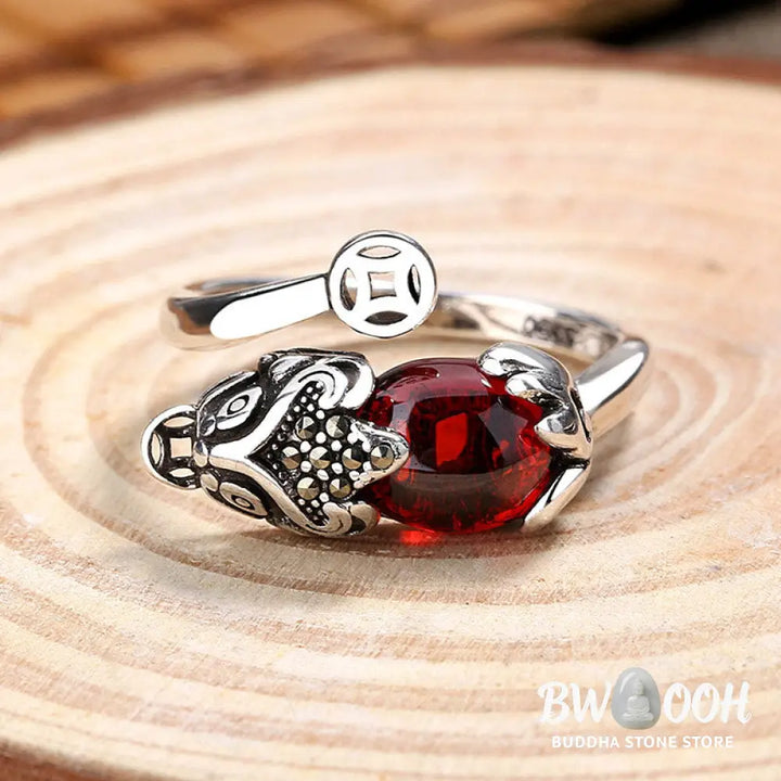 Buddha Stones FengShui Genstone PiXiu Wealth Adjustable Ring - BWOOOH - PiXiu - Ring