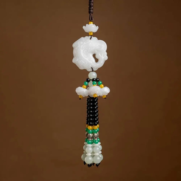 Buddha Stones FengShui Jade PiXiu Blessing Car Pendant Decoration - White Jade - Car Hanging Decoration