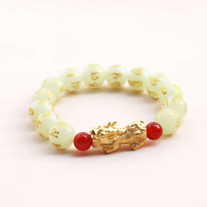 Buddha Stones FengShui Lucky Pixiu Glowstone Wealth Bracelet - BWOOOH - 12mm - Bracelet