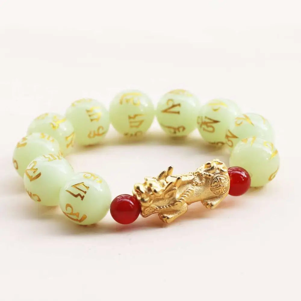 Buddha Stones FengShui Lucky Pixiu Glowstone Wealth Bracelet - BWOOOH - 18mm - Bracelet