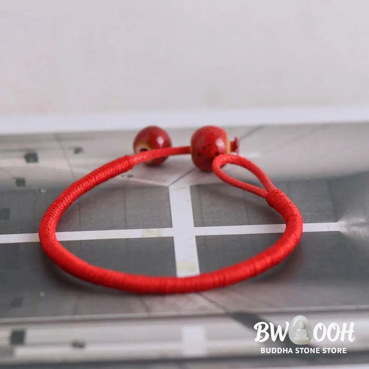 Buddha Stones FengShui Lucky Red String Ceramic Bracelet - BWOOOH - Red String(Wrist Circumference 14-19cm) - Bracelet
