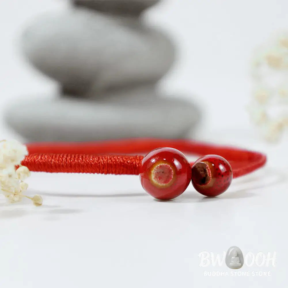 Buddha Stones FengShui Lucky Red String Ceramic Bracelet - BWOOOH - Red String(Wrist Circumference 14-19cm) - Bracelet