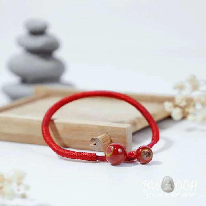Buddha Stones FengShui Lucky Red String Ceramic Bracelet - BWOOOH - Red String(Wrist Circumference 14-19cm) - Bracelet