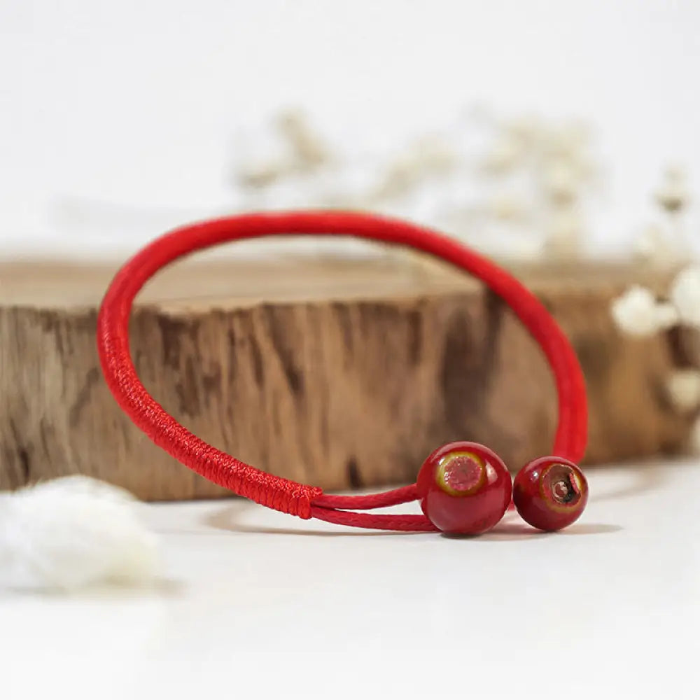 Buddha Stones FengShui Lucky Red String Ceramic Bracelet - BWOOOH - Red String(Wrist Circumference 14-19cm) - Bracelet