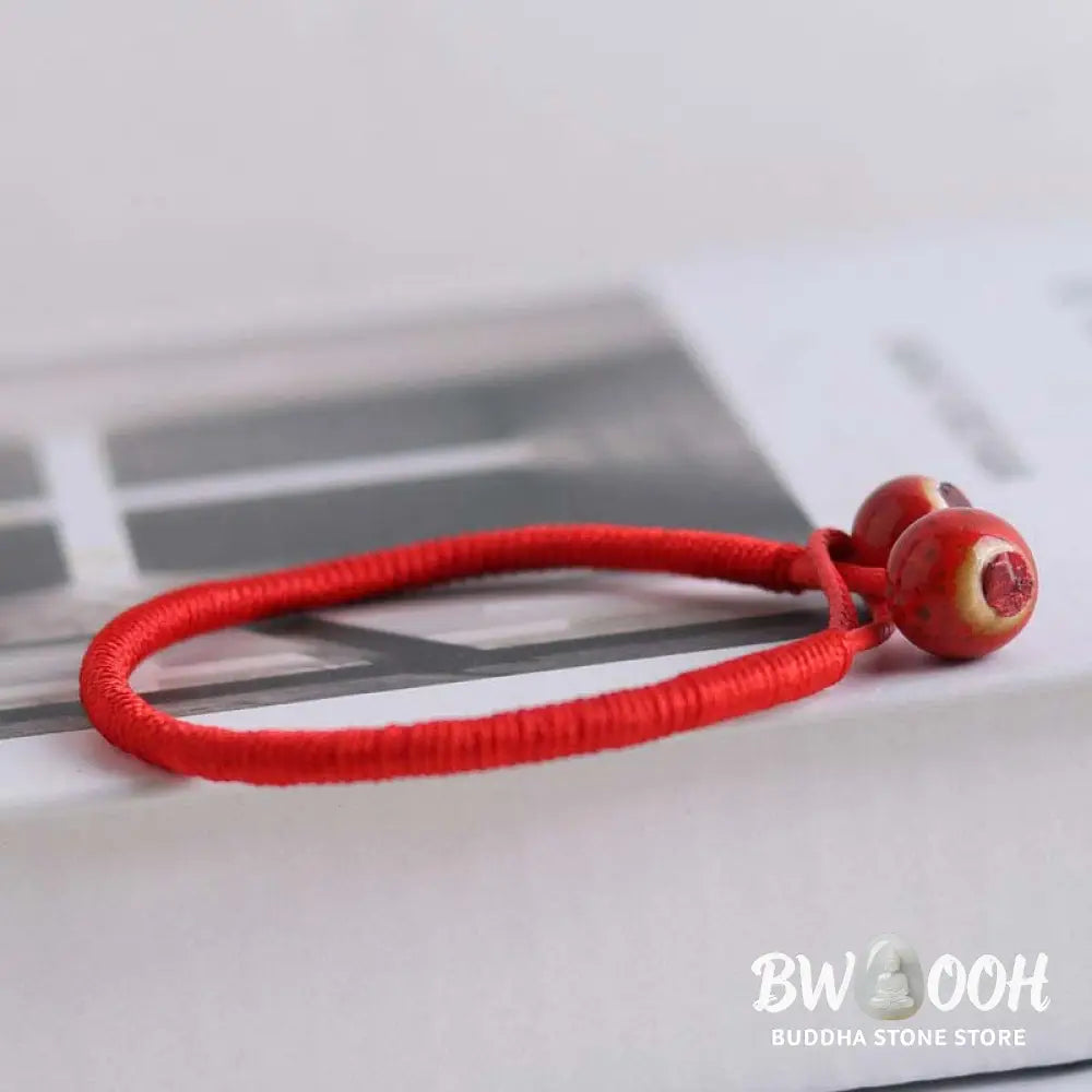 Buddha Stones FengShui Lucky Red String Ceramic Bracelet - BWOOOH - Red String(Wrist Circumference 14-19cm) - Bracelet