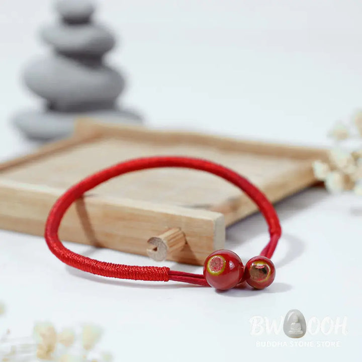 Buddha Stones FengShui Lucky Red String Ceramic Bracelet - BWOOOH - Red String(Wrist Circumference 14-19cm) - Bracelet