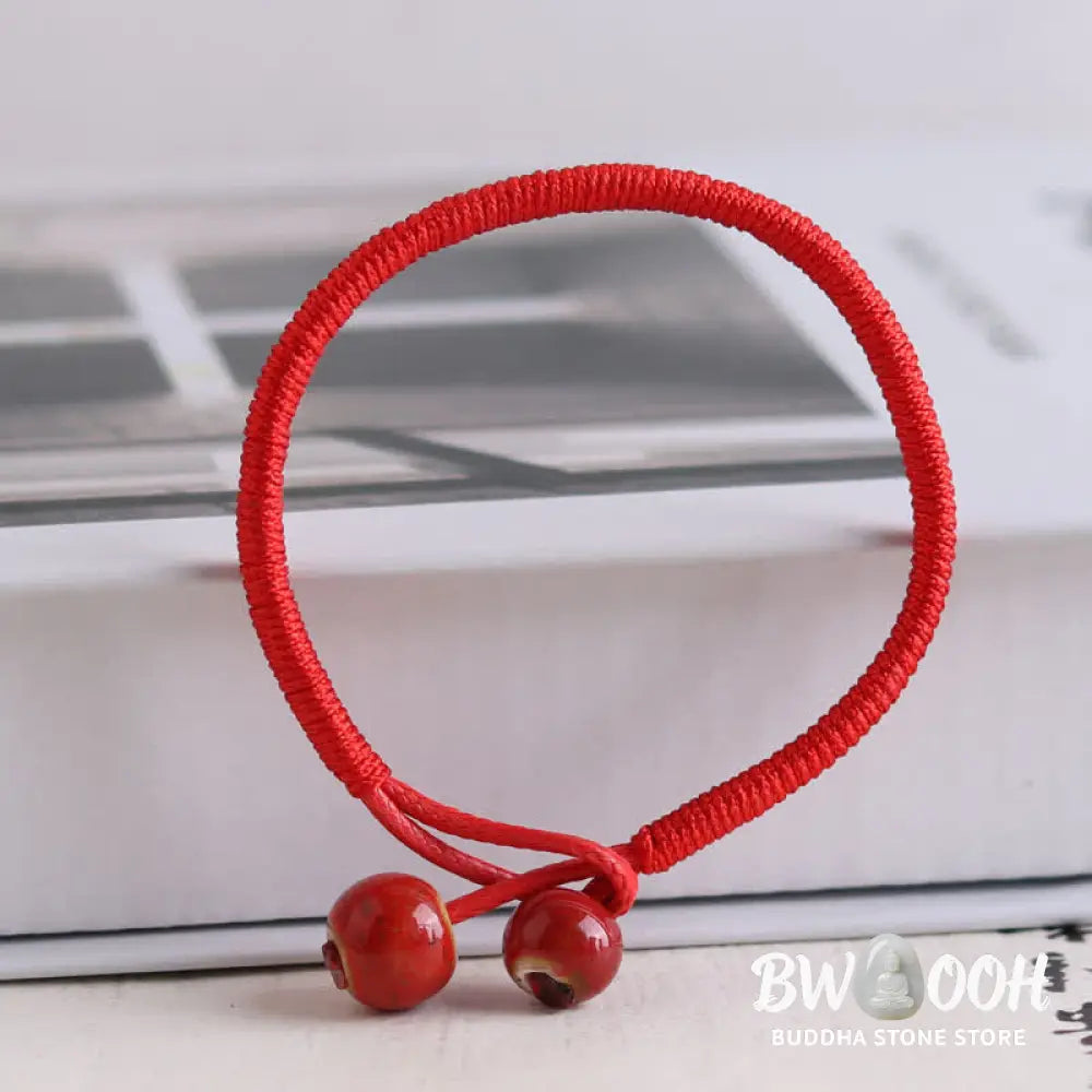 Buddha Stones FengShui Lucky Red String Ceramic Bracelet - BWOOOH - Red String(Wrist Circumference 14-19cm) - Bracelet
