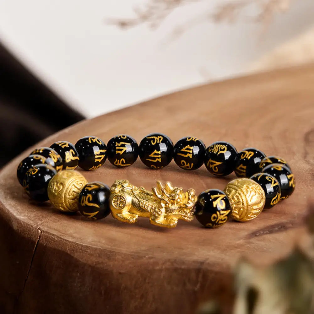 BWOOOH FengShui PiXiu Obsidian Wealth Bracelet — PiXiu feng shui bracelet for spiritual healing and mindful living