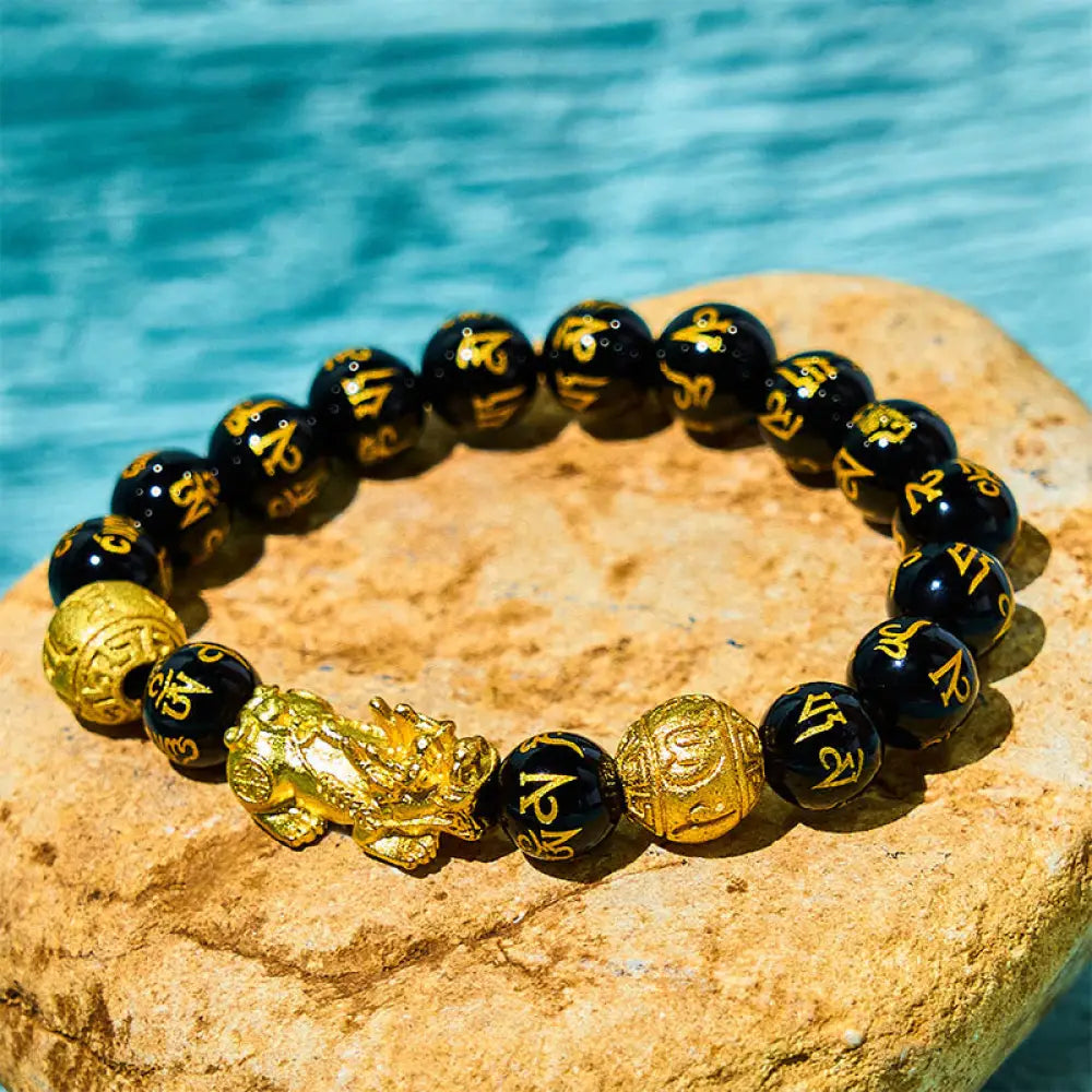 BWOOOH FengShui PiXiu Obsidian Wealth Bracelet — PiXiu feng shui bracelet for spiritual healing and mindful living
