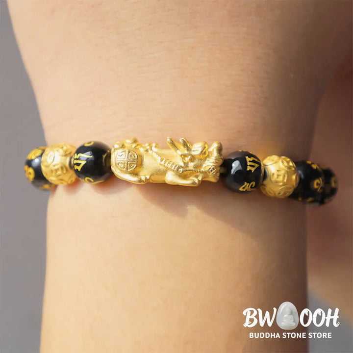 Buddha Stones FengShui PiXiu Obsidian Wealth Bracelet - BWOOOH - Bracelet