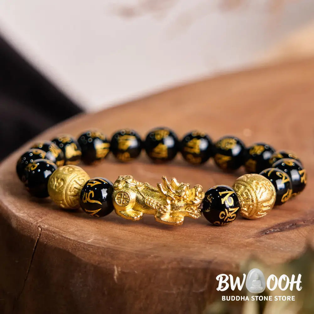 Buddha Stones FengShui PiXiu Obsidian Wealth Bracelet - BWOOOH - Bracelet