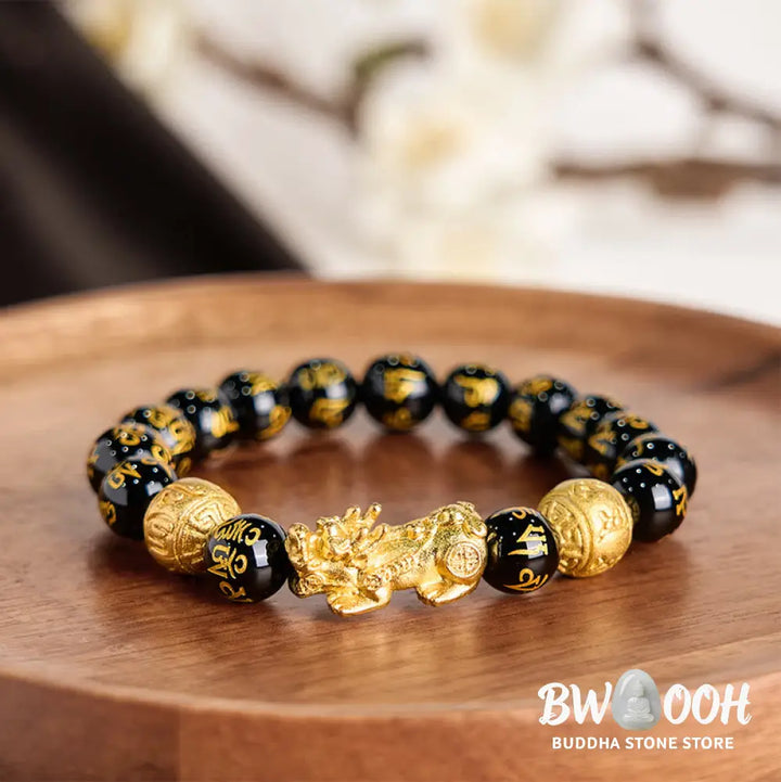 Buddha Stones FengShui PiXiu Obsidian Wealth Bracelet - BWOOOH - Bracelet