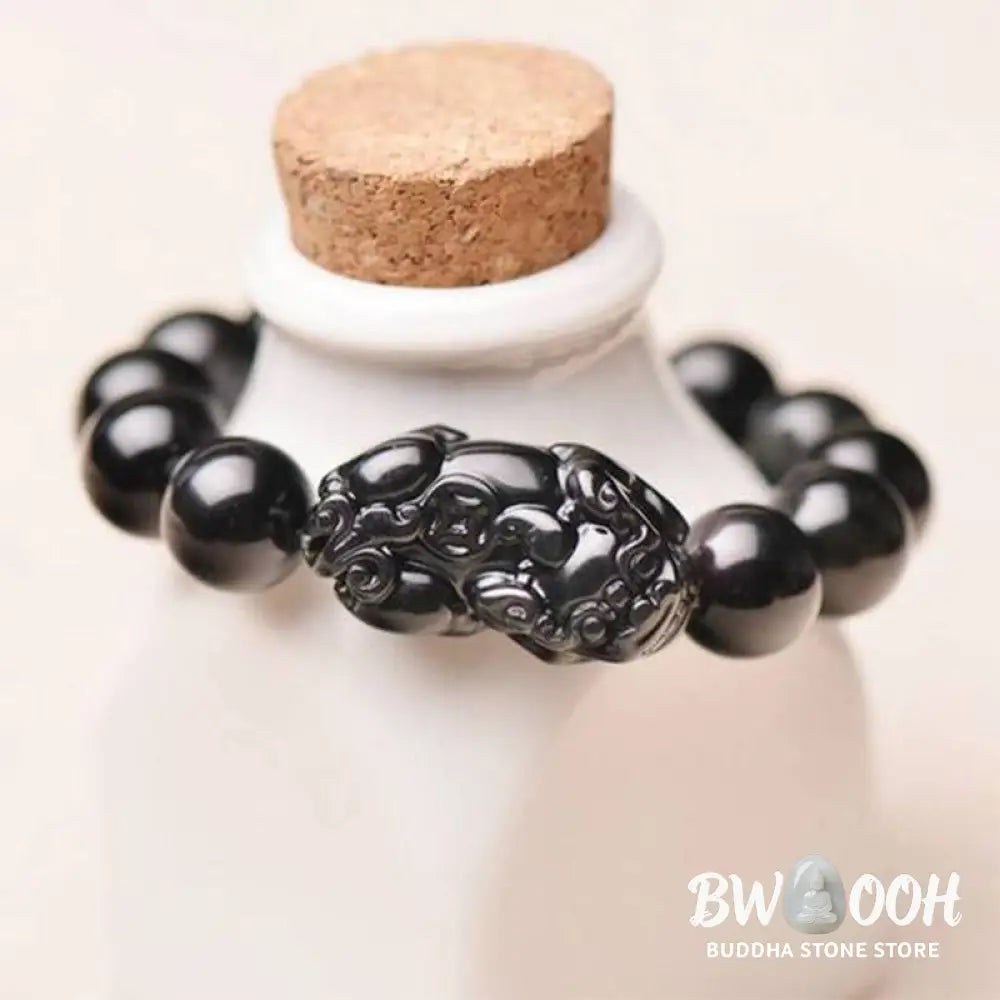 Buddha Stones FengShui PiXiu Obsidian Wealth Bracelet - BWOOOH - Bracelet