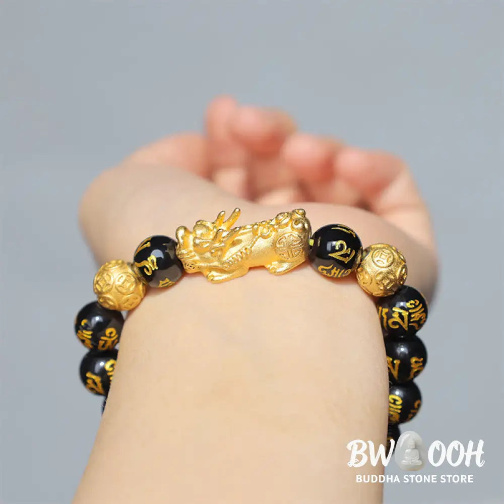Buddha Stones FengShui PiXiu Obsidian Wealth Bracelet - BWOOOH - Bracelet