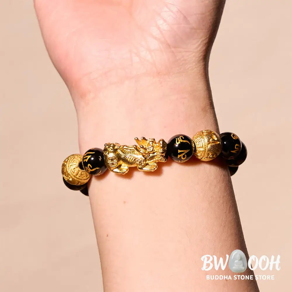 Buddha Stones FengShui PiXiu Obsidian Wealth Bracelet - BWOOOH - Bracelet
