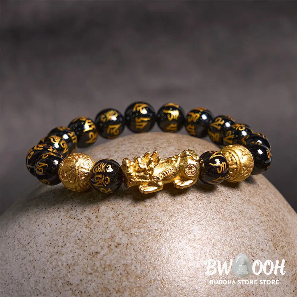Buddha Stones FengShui PiXiu Obsidian Wealth Bracelet - BWOOOH - Bracelet