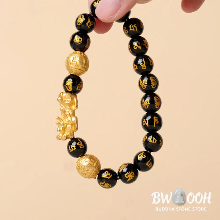 Buddha Stones FengShui PiXiu Obsidian Wealth Bracelet - BWOOOH - Bracelet