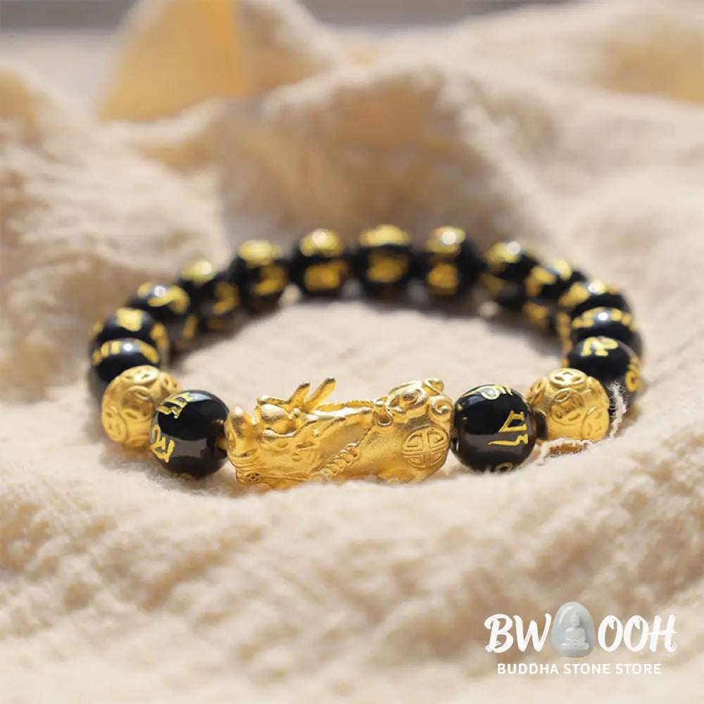 Buddha Stones FengShui PiXiu Obsidian Wealth Bracelet - BWOOOH - Bracelet