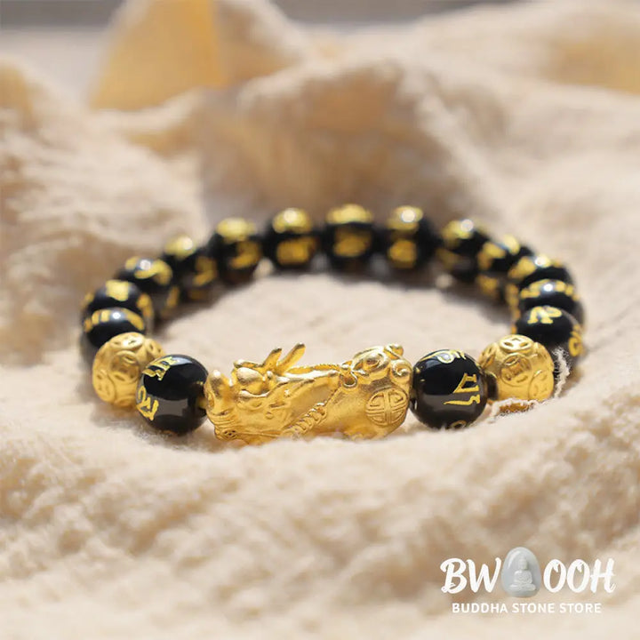 Buddha Stones FengShui PiXiu Obsidian Wealth Bracelet - BWOOOH - Bracelet