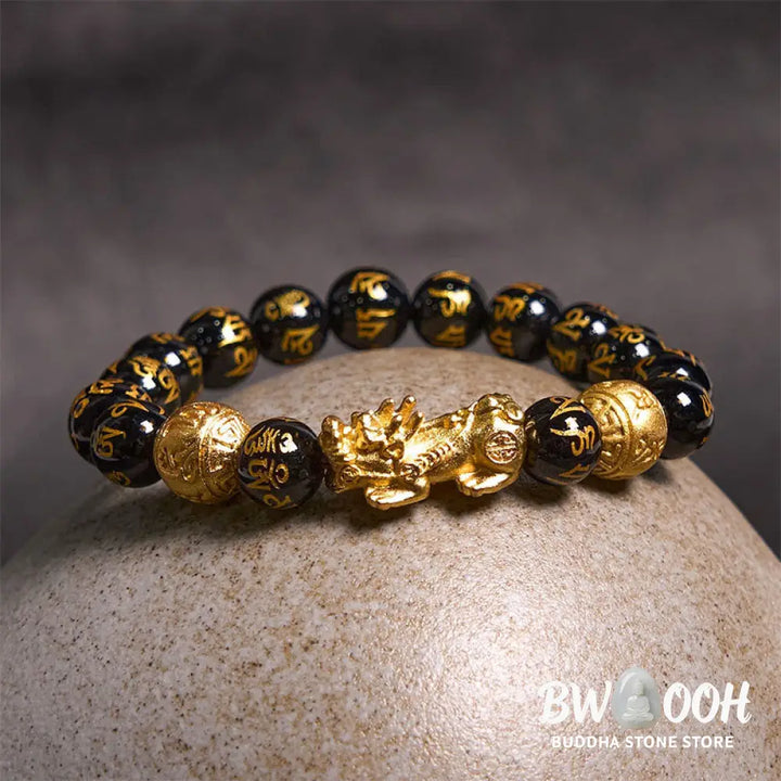 Buddha Stones FengShui PiXiu Obsidian Wealth Bracelet - BWOOOH - Bracelet