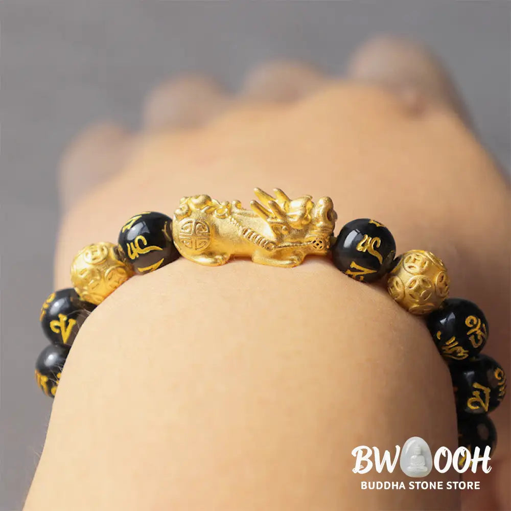 Buddha Stones FengShui PiXiu Obsidian Wealth Bracelet - BWOOOH - Bracelet