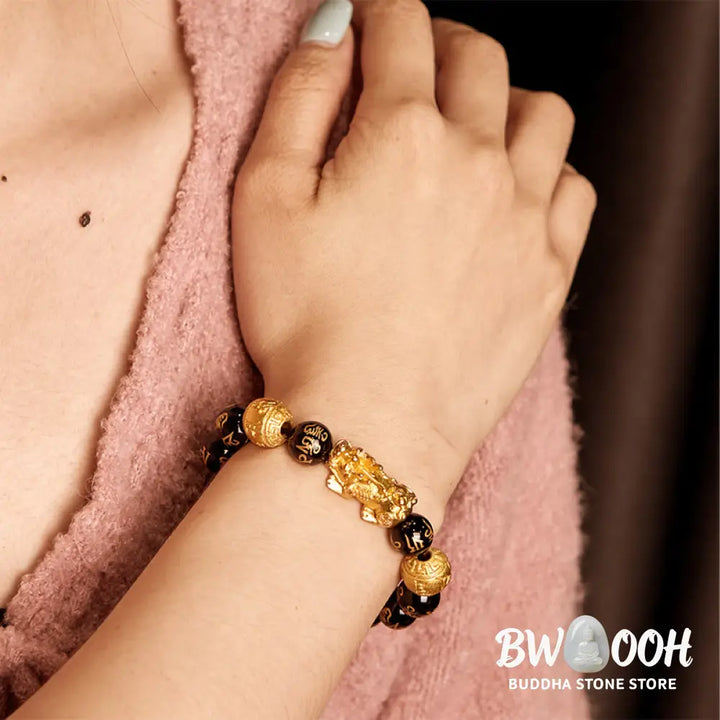 Buddha Stones FengShui PiXiu Obsidian Wealth Bracelet - BWOOOH - Bracelet
