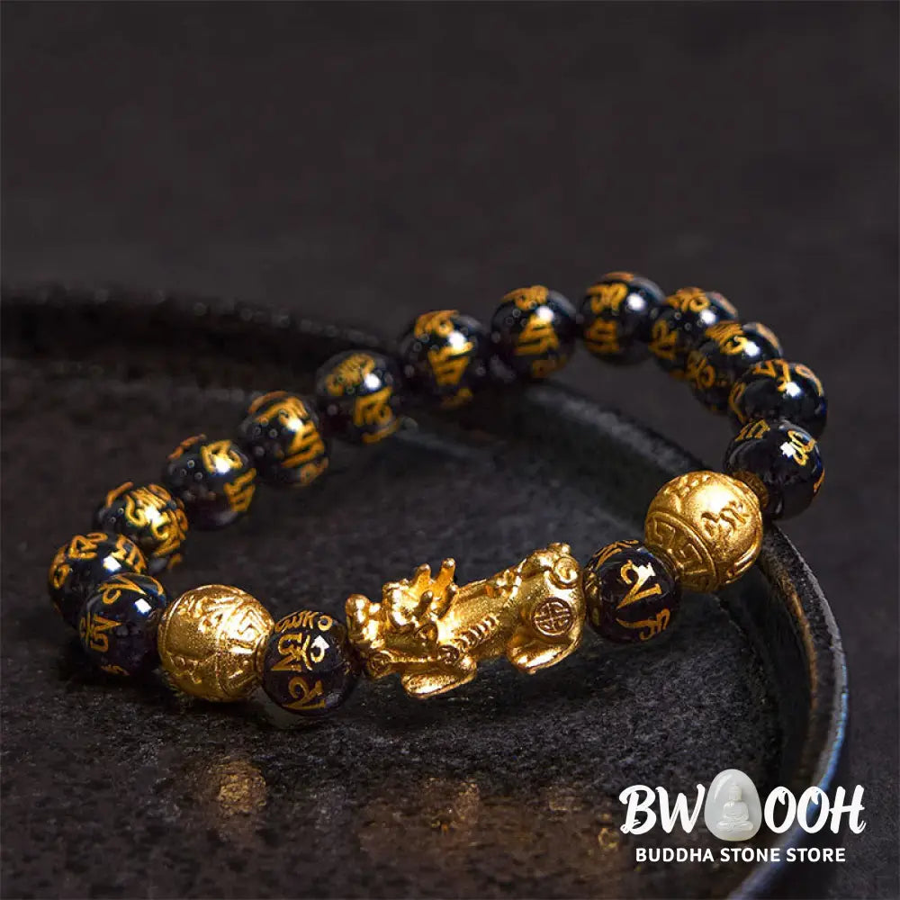 Buddha Stones FengShui PiXiu Obsidian Wealth Bracelet - BWOOOH - Bracelet