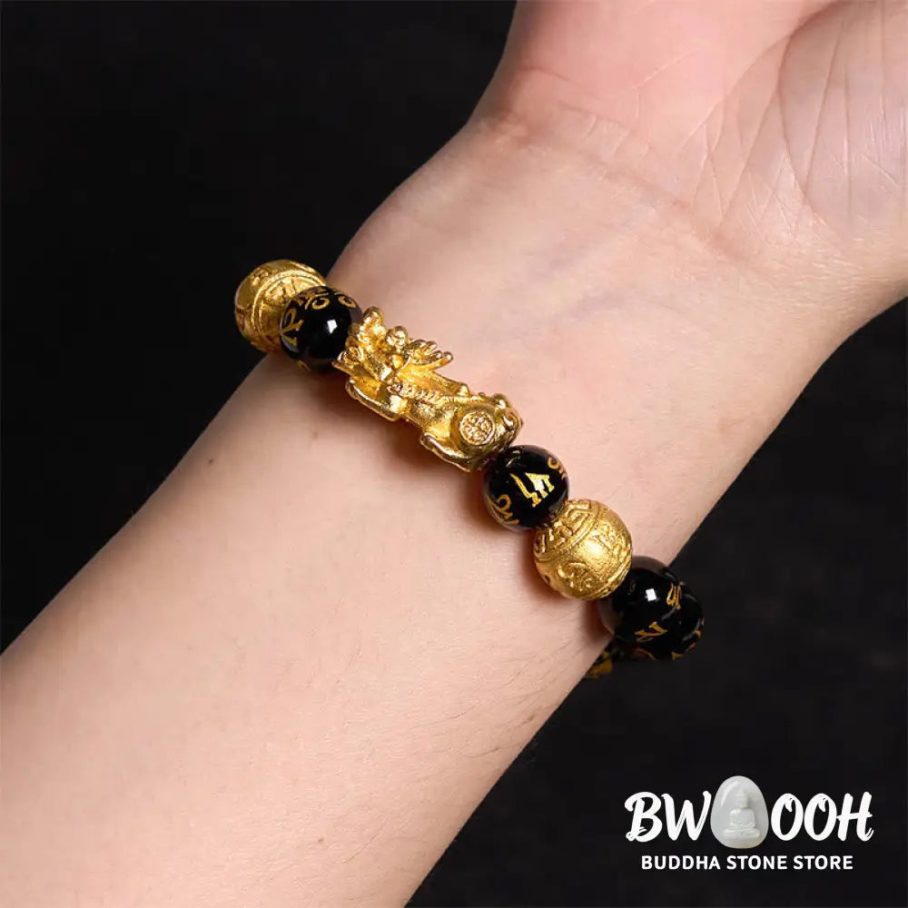 Buddha Stones FengShui PiXiu Obsidian Wealth Bracelet - BWOOOH - Bracelet