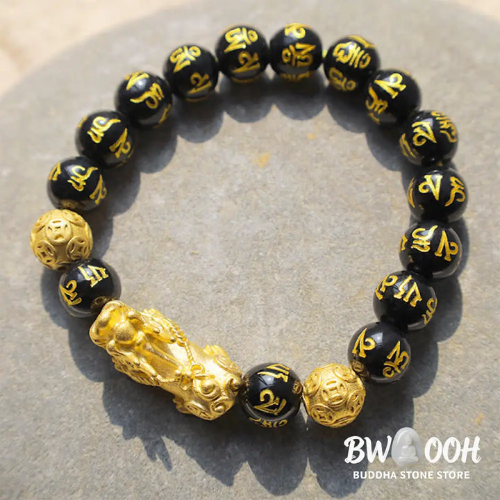 Buddha Stones FengShui PiXiu Obsidian Wealth Bracelet - BWOOOH - Bracelet