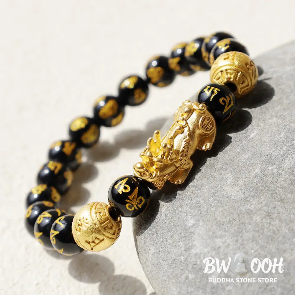 Buddha Stones FengShui PiXiu Obsidian Wealth Bracelet - BWOOOH - Bracelet