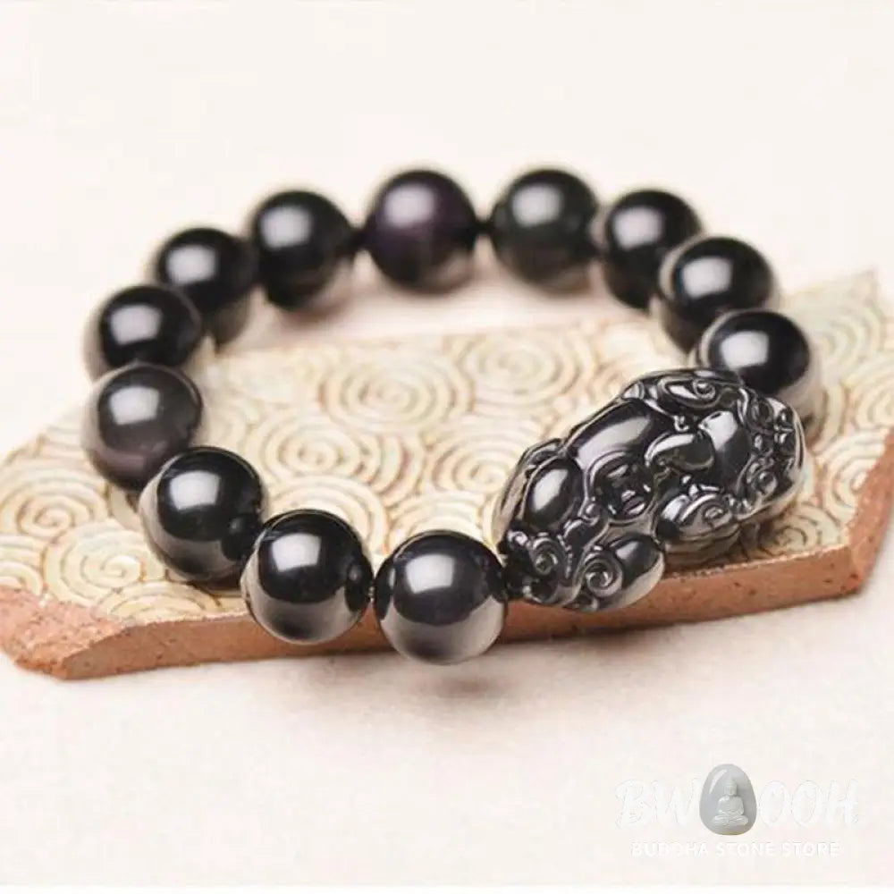 Buddha Stones FengShui PiXiu Obsidian Wealth Bracelet - BWOOOH - Bracelet