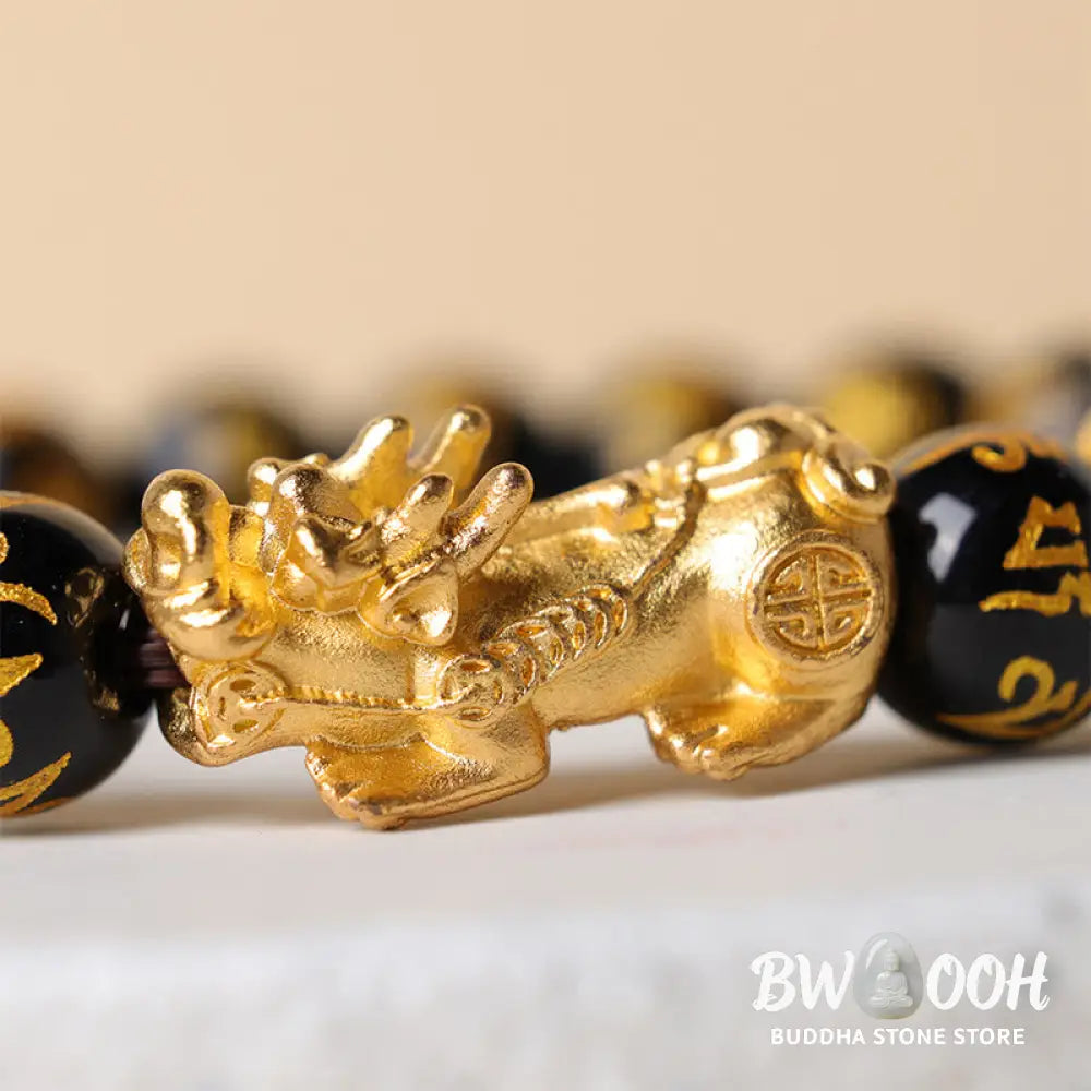 Buddha Stones FengShui PiXiu Obsidian Wealth Bracelet - BWOOOH - Bracelet