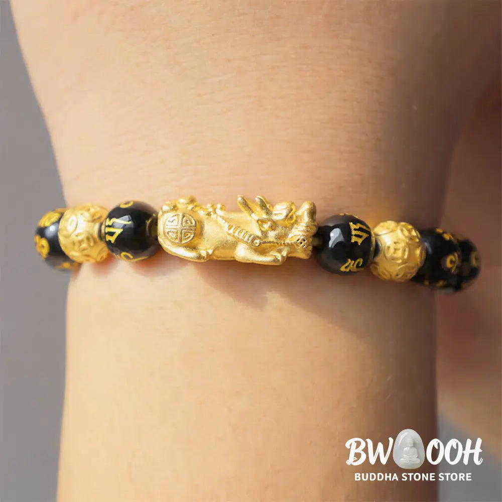 Buddha Stones FengShui PiXiu Obsidian Wealth Bracelet - BWOOOH - Bracelet