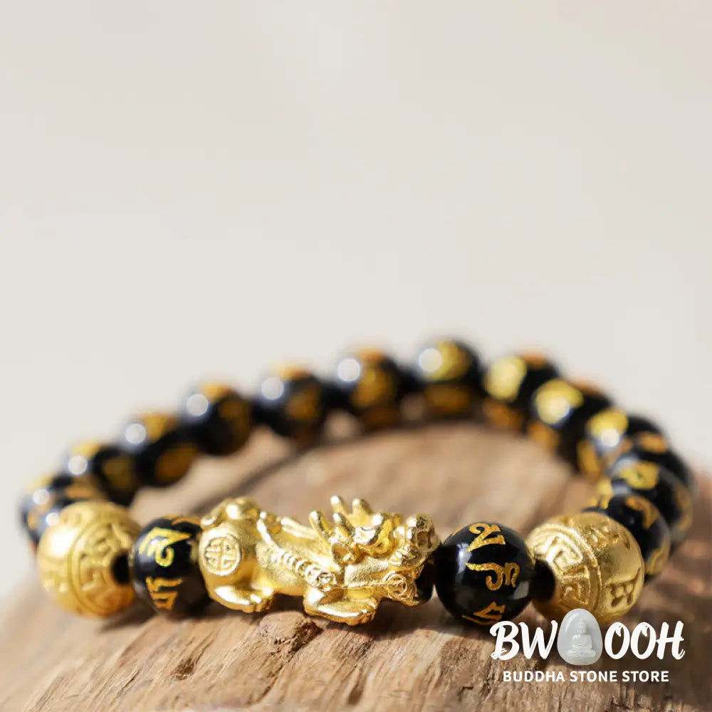 Buddha Stones FengShui PiXiu Obsidian Wealth Bracelet - BWOOOH - Bracelet
