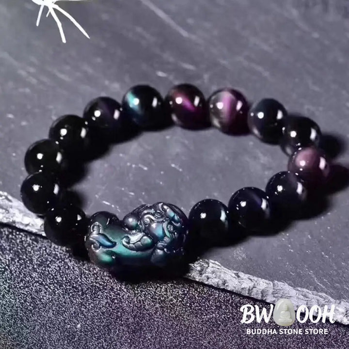 Buddha Stones FengShui PiXiu Rainbow Obsidian Luck Bracelet - BWOOOH - Bracelet
