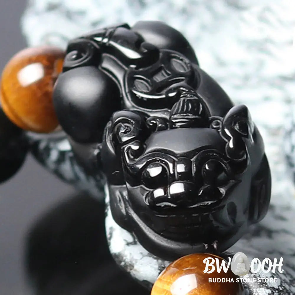 Buddha Stones FengShui PiXiu Rainbow Obsidian Tiger Eye Wealth Bracelet - BWOOOH - Bracelet