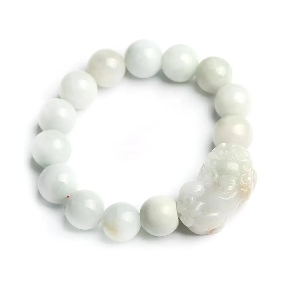 Buddha Stones Fengshui Wealth Prosperity Jade PiXiu Luck Bracelet - BWOOOH - 0.53 IN(13.5MM) - Bracelet