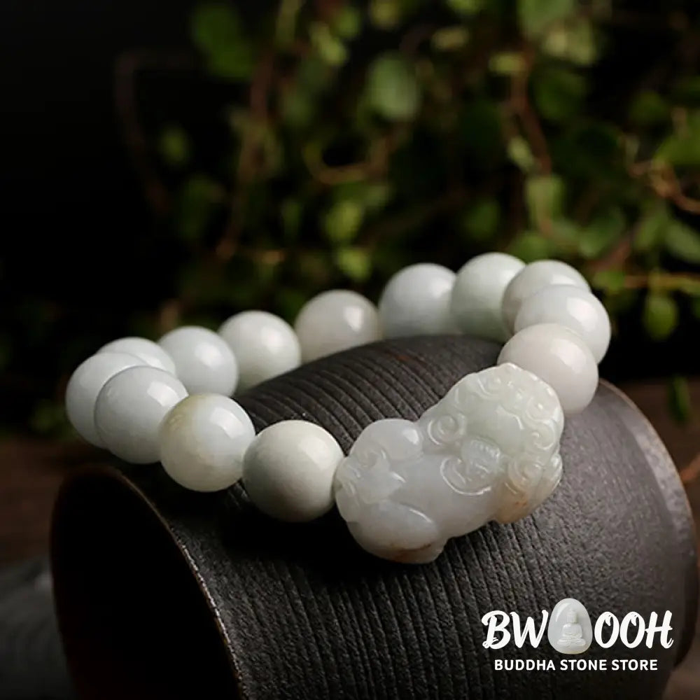 Buddha Stones Fengshui Wealth Prosperity Jade PiXiu Luck Bracelet - BWOOOH - Bracelet
