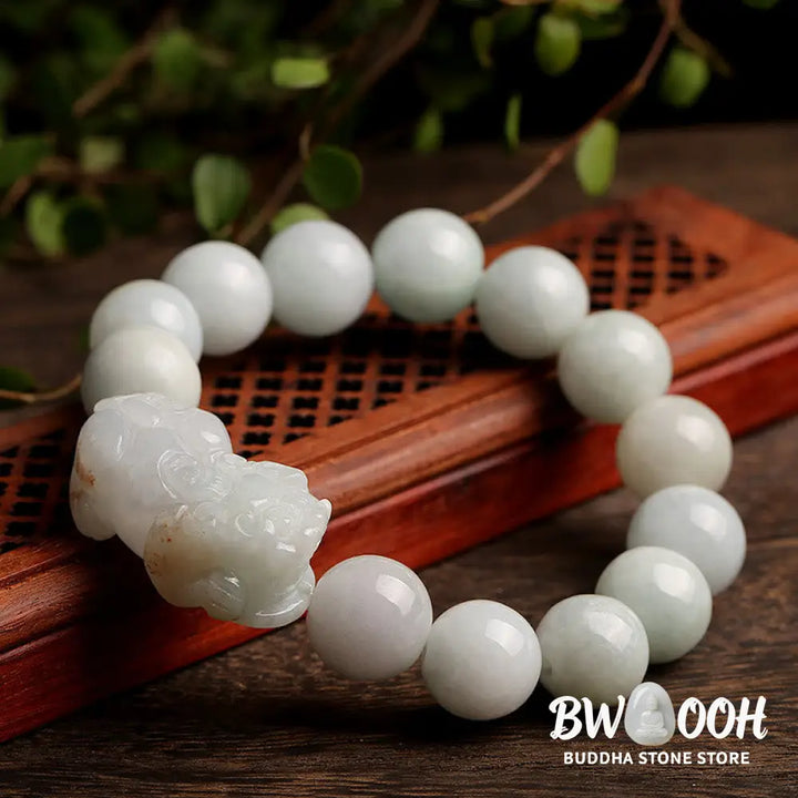 Buddha Stones Fengshui Wealth Prosperity Jade PiXiu Luck Bracelet - BWOOOH - Bracelet