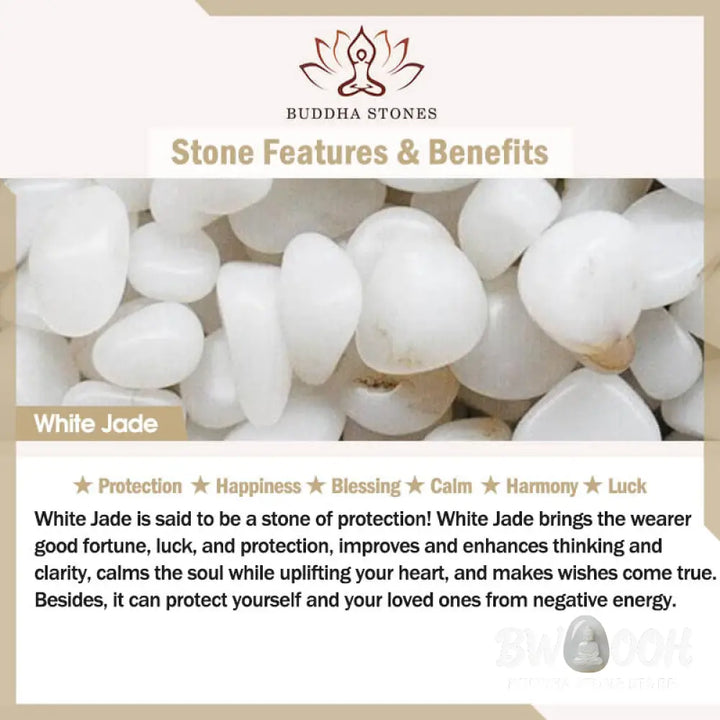 Buddha Stones FengShui White Jade Blessing Drop Earrings - Earrings