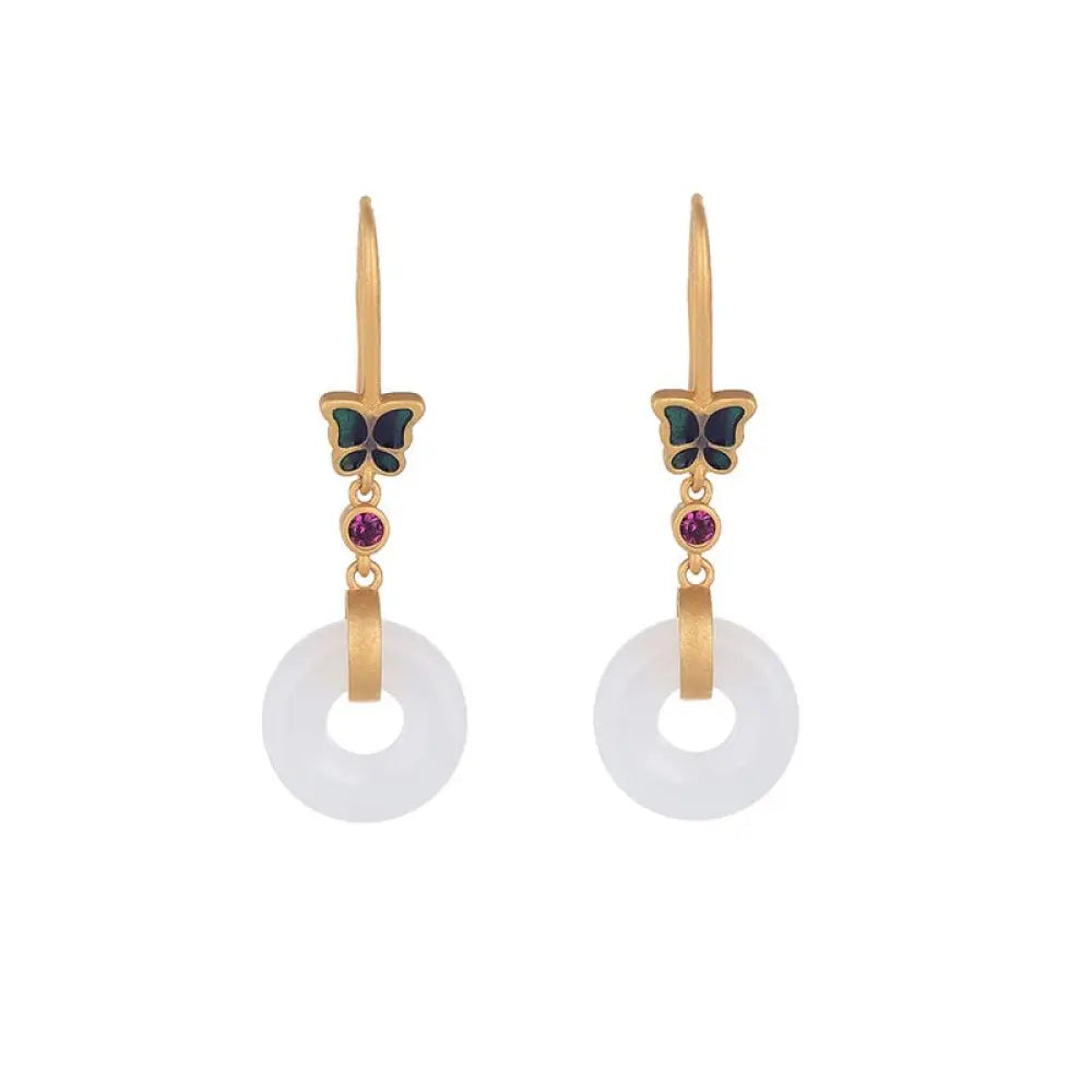 BWOOOH FengShui White Jade Butterfly Fortune Earrings — White Jade jade bracelet for spiritual healing and mindful living